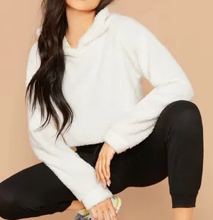 SheIn Plush Cropped Teddybear Hoodie thumbnail 1