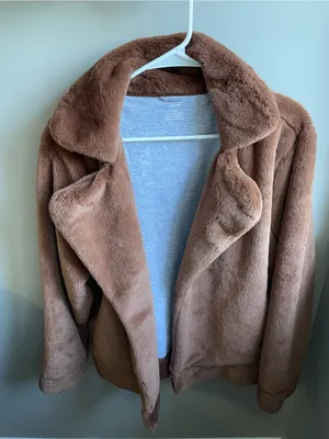 aerie Plush Teddy Jacket in Brown Size S thumbnail 1