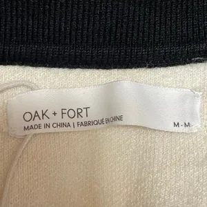 Oak + Fort Cream Black Knit Long Sleeve Button Down Cropped Cardigan Sweater M thumbnail 4