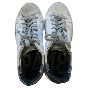 P448 John Sneaker UK 37 US 7 White Silver Glitter Low Top Distressed Luxury Core thumbnail 4