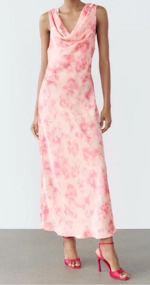 ZARA Pink Tie Dye Dress thumbnail 1