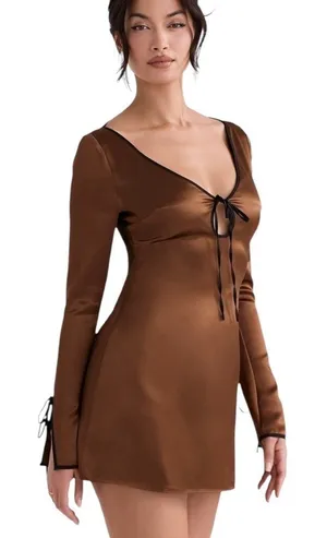 House of CB Sakina Copper Satin Mini Dress Size XS thumbnail 1
