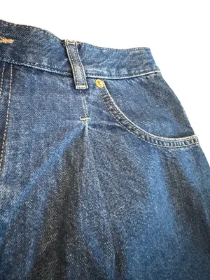 We The Free Danni High Rise Shorts Denim Dark Wash Oversized Cuff Size Large thumbnail 6