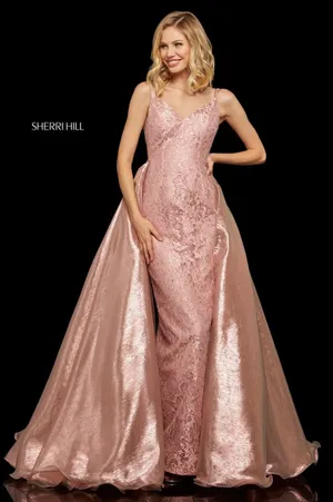 Sherri Hill‎ 52975 Blush Metallic Organza Ball Gown Size 2 NWT $750 thumbnail 1