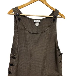 Vintage Christy Girl Dark Academia Cottage Jumper M Brown Houndstooth Pockets thumbnail 3
