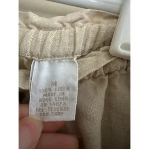 Vintage GAP 100% Linen Wide Leg Pants Medium Beige Drawstring Waist Hong Kong thumbnail 3