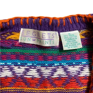 Unique Vintage Rainbow 3D Knit Embroidered Button Up Sweater Vest Grannycore thumbnail 6