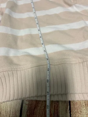 Aerie Half Zip Sweatshirt Striped Cream/White Size M thumbnail 2
