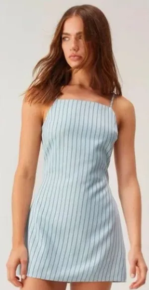 Nasty Gal Pinstripe‎ Twill Tailored Strappy Mini Dress Size 4 thumbnail 1