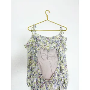 ASTR The Label Anastasia Cutout Mini Dress Small Ivory Lilac Floral Cottagecore thumbnail 15