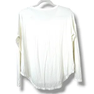 NEW American Eagle Soft & Sexy Ivory White Ribbed Knit Relaxed Fit Henley Top XS thumbnail 3