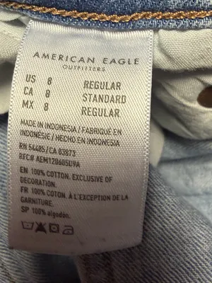 American Eagle Baggy Jeans Women’s 8 Distressed High Rise Light Blue Denim thumbnail 9