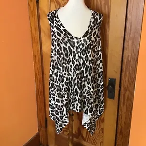 Chico’s Leopard Print Poncho Sweater | Button Front Asymmetrical Top thumbnail 10