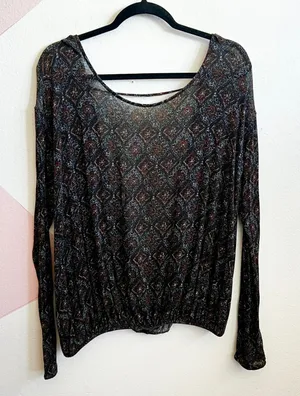 Free People Long Sleeve Top Boho‎ Bohemian Medium thumbnail 1
