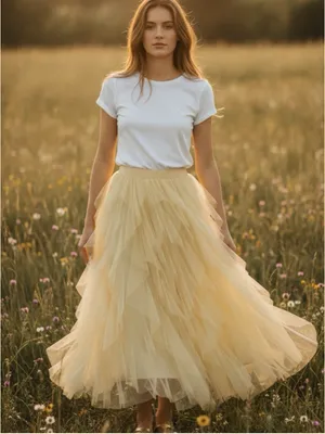 Soho Apparel Lemon Buttercream Yellow Tulle Ruffle Maxi Skirt Size XL NWT thumbnail 1