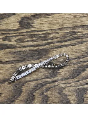 NEW Interlocking Princess Cut Safety Clasp Bracelet Silver Gray / Clear 7" thumbnail 2