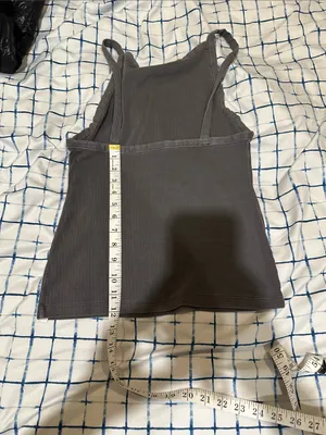 Free People Charcoal Gray Ribbed High-Neck Camisole thumbnail 6