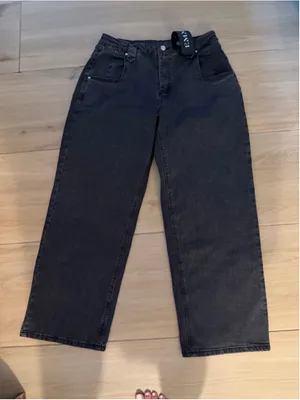 NEW Baggy Straight Leg Mid Rise Y2K Boyfriend Wide Leg High Waist Jeans 16/18 thumbnail 5