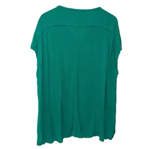 Free People Beach Henley Oversized Tunic‎ Top XS Boho Linen Blend Green Coastal thumbnail 2