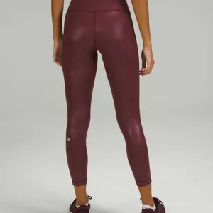 Lululemon Wunder Train High-Rise Tight 25" *Foil Radiate Red Merlot Size 10 $118 thumbnail 3