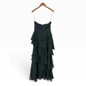Lulus Gorgeous Essence Emerald Strapless Tiered Maxi Dress size M NWT thumbnail 4