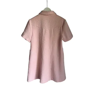 English Factory Jackie O Mod Textured Shift Dress Pink Gold Buttons M thumbnail 4
