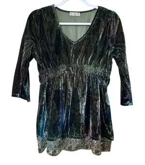 Live and Let Live Dress Tunic SZ Med Petite Velvet Sequin Babydoll Y2K Steampunk thumbnail 1