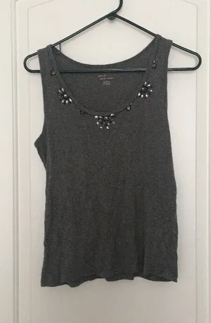 New York & Co Women's Gray Tank Top Scoop Neck Size Large thumbnail 1