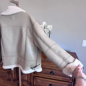 Heartloom Matin Faux Leather Sherpa Coat Jacket Beige Size M thumbnail 11