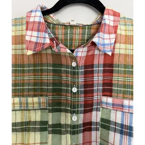ANTHROPOLOGIE Pilcro Half-Sleeve Batwing Blouse Plaid Women's Size Medium thumbnail 3