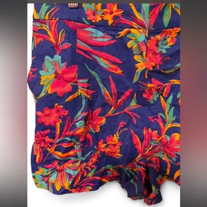 J. Crew Blue Painterly Bloom Linen-Blend High Waist Pleated Shorts size 12 thumbnail 6
