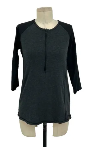 Lululemon Spincity Top Long Sleeve Zip Tee Layer Heathered Black Gray Size 6 thumbnail 1