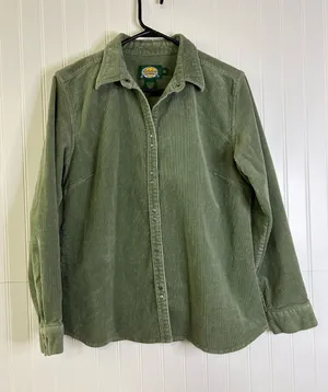 Cabela's Olive Green Corduroy Button-Up Shirt Size Large thumbnail 1