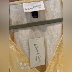Universal Thread NWT Linen Blend Yellow Floral Flutter Sleeve Mini Dress Pockets thumbnail 4