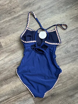 Eomenie Blue One Piece Womens Bathing Suit, NWT size Small 🔴 thumbnail 5
