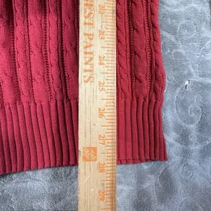 Y2K American Eagle V Neck Fitted Cable Knit Red Sweater Preppy Bella Swan Sz M thumbnail 6
