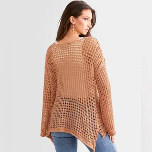 POL Women's Tape Yarn Sweater in Orange Sz: S thumbnail 2