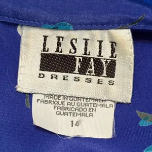 Blue Midi Dress 80s Blouson Floral Print Dress Button Back 80s Draped High Waist thumbnail 7