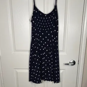 Old Navy Navy Blue Polka Dot Smocked Mini Dress Size M thumbnail 3