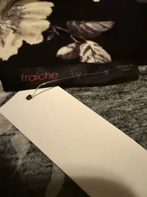 Fraiche by J Black And White Dark Floral Panel Long-Sleeve Tee thumbnail 3