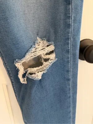 American Eagle Mom Jeans 16 Long High Rise Distressed Stretch‎ Denim thumbnail 3