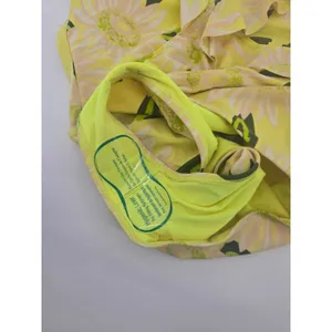 Aerie‎ Swim One Piece Womens Medium Yellow Floral Sunflower Ruffle Cutout Halter thumbnail 3