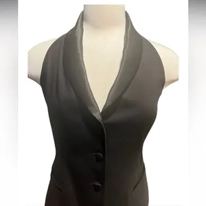 ZARA Halter Black Shawl Collar Tuxedo Dress Black Size Medium thumbnail 5