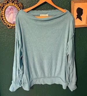 Free People XS Blue Microphone Drop Thermal Long Sleeve Top thumbnail 1