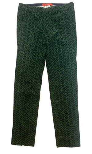 Anthropologie Cartonnier Ankle Pants Size 0 Navy Green Geometric Boho Chic Sleek thumbnail 1