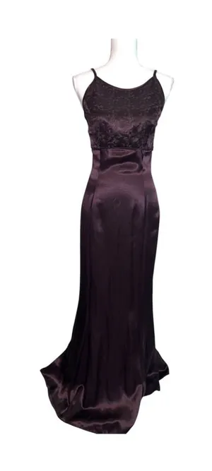 GUNNE sax Espresso Satin Maxi Dress Size 7/8 thumbnail 1