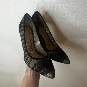 Sam Edelman hazel black Velvet Dot Tulle Stilleto Pumps Heels WOMENS 10 thumbnail 2