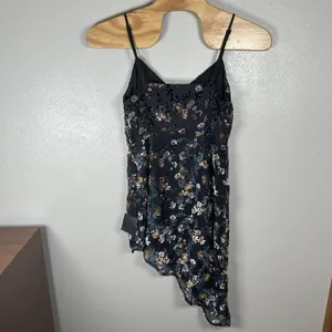 NEW Lulus Evenings With You Dark Teal Floral Velvet Asymmetrical Dress Womens XL thumbnail 4
