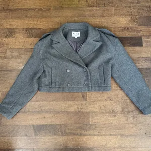 NAKD wool grey double breasted 2-in-1 convertible long full to cropped coat thumbnail 2