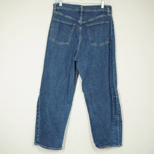 Old Navy Women's Size 10 High-Rise Barrel Leg Jeans Dark Wash Blue Denim thumbnail 6